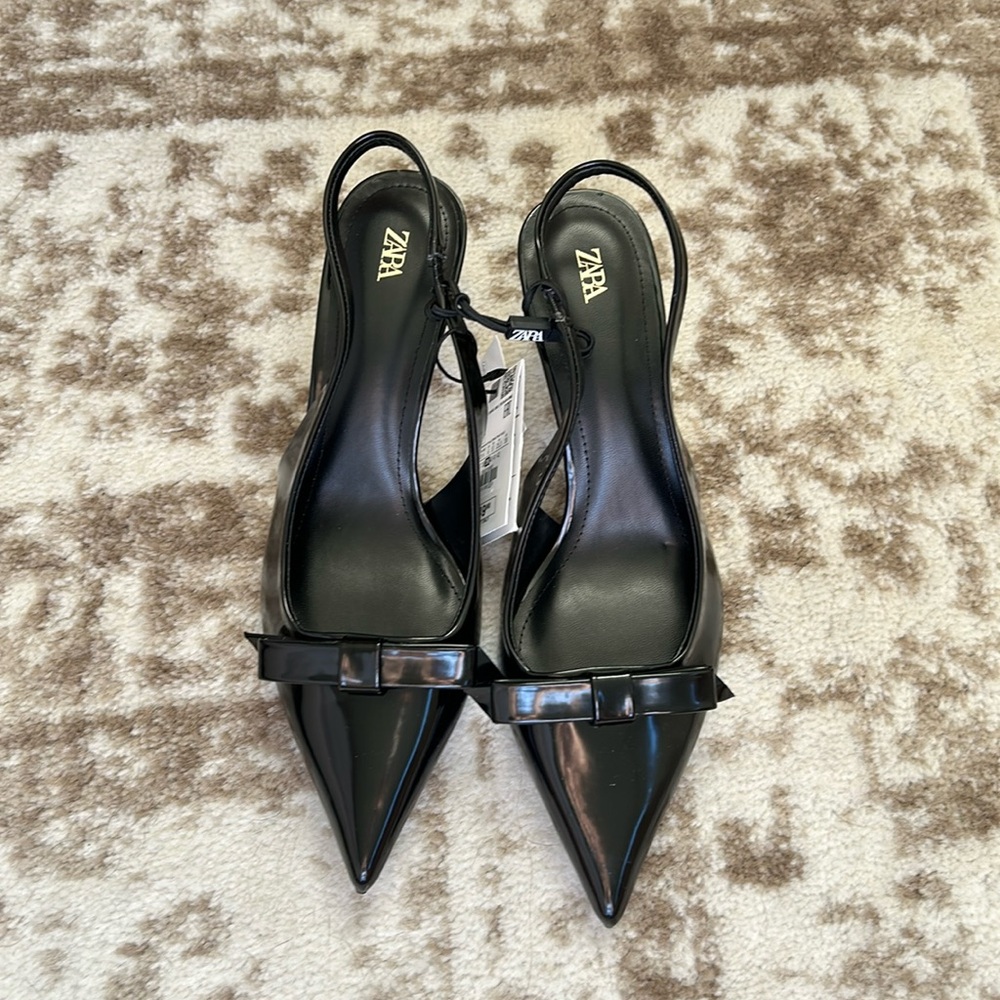 BOW TRIM SATIN EFFECT HEELED SHOES
